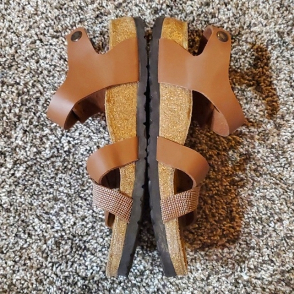 Birki's By Birkenstock Lillie Brown Plaid Ankle Strap Sandals US Ladies Size 8 - Picture 6 of 12